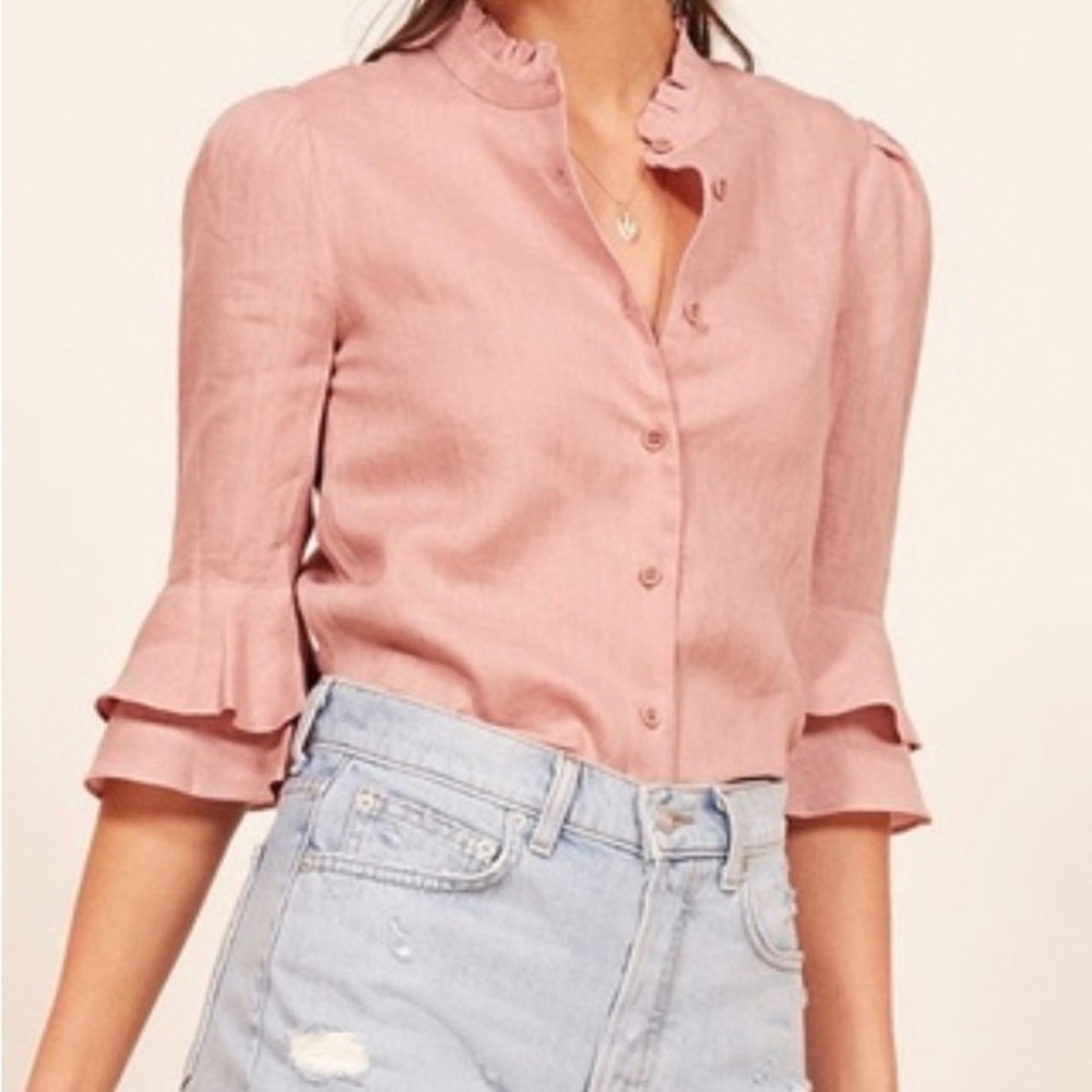 Reformation Bloom Linen Top XL
